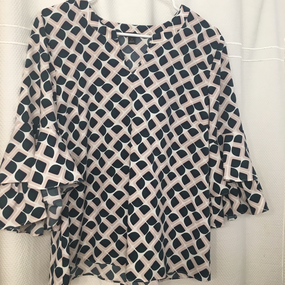 Ann Taylor Ruffles Bell Sleeve Blouse